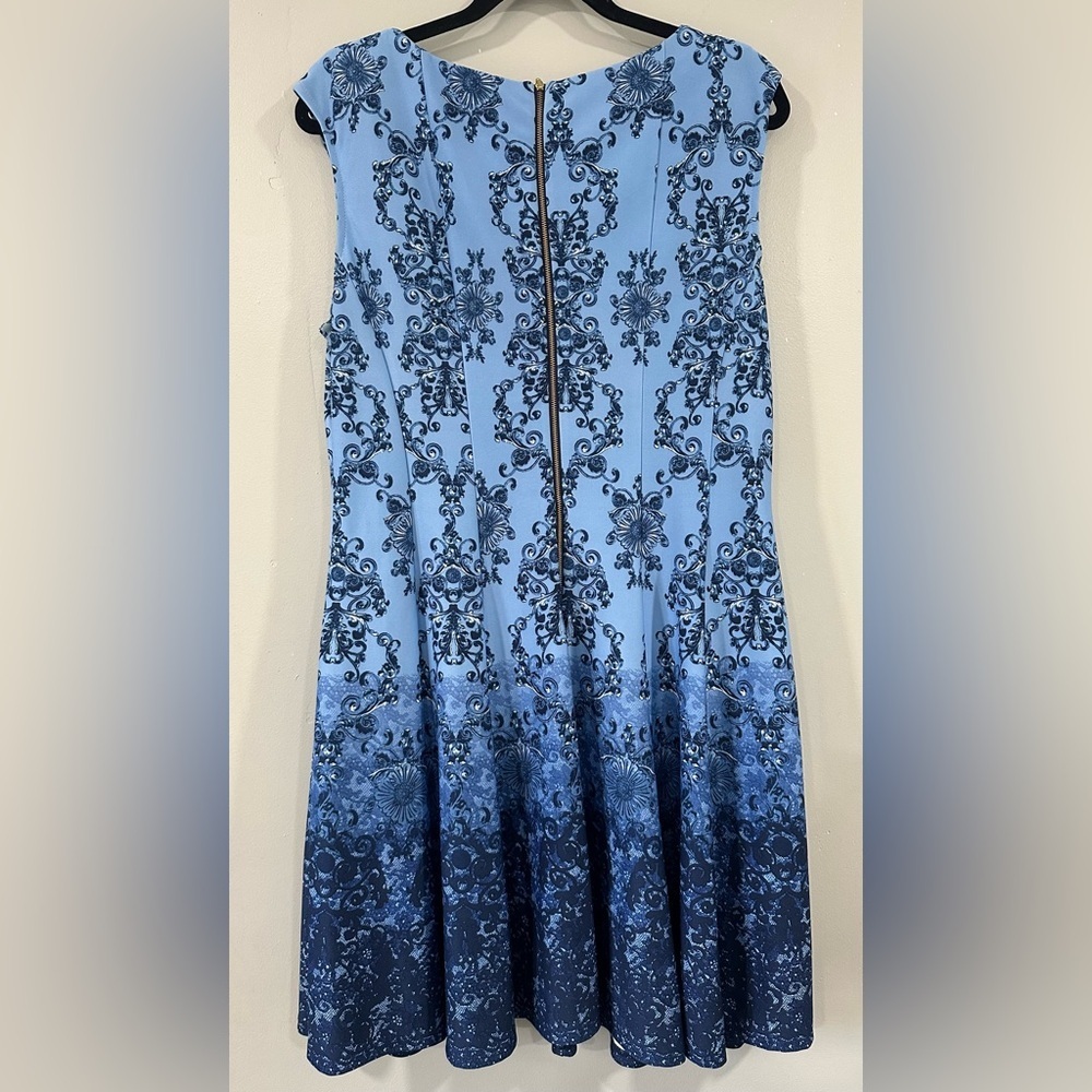 CB established Blue Patterned Midi Dress size 14 - Picture 3 of 10